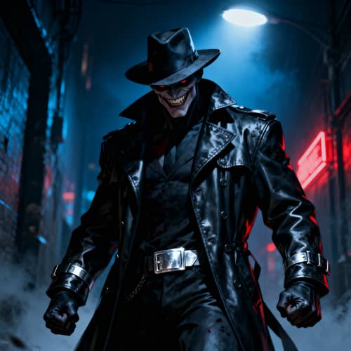 Sinister Villain Character in Dark Attire Sinister Villain Character in Dark Attire
