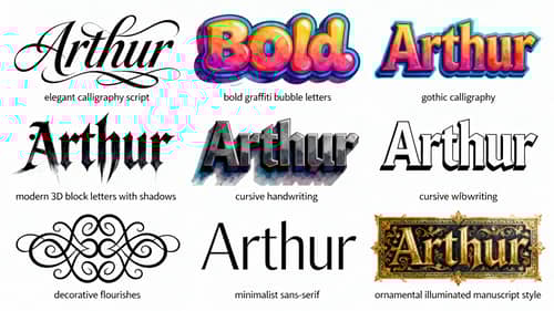 Artistic Styles of the Name Arthur Showcase