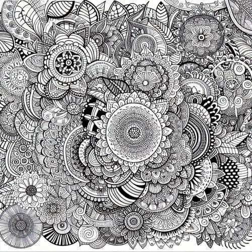 Doodle Colouring Page with Intricate Designs for Kids and Adults