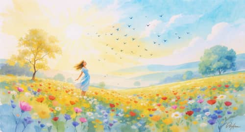 Uplifting Watercolor Art of Happiness
