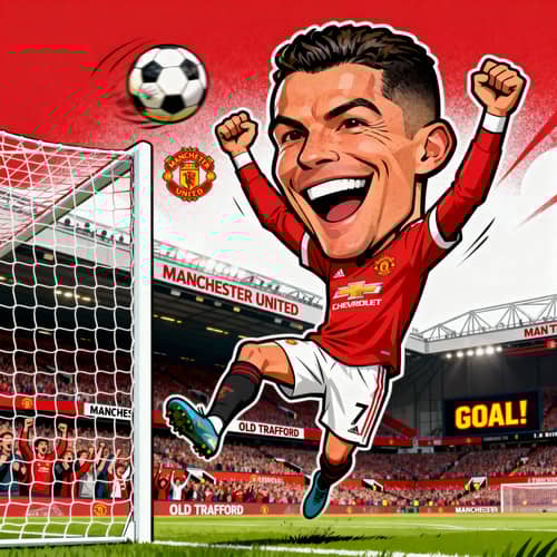 Caricature of Manchester United Goal at Old Trafford