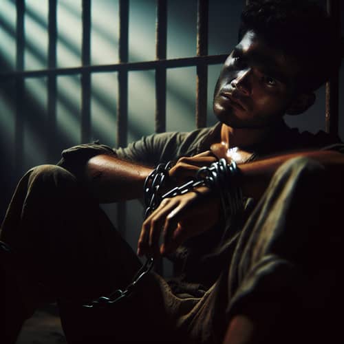 Emotional Imprisonment: Portrait of a Young Man in Captivity