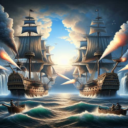 Pirate Ship Cannon Battle - Hyperrealistic Sea Scene