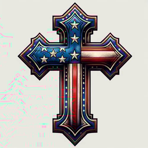 Cross Tattoo Design with Historical American Flag Symbolism