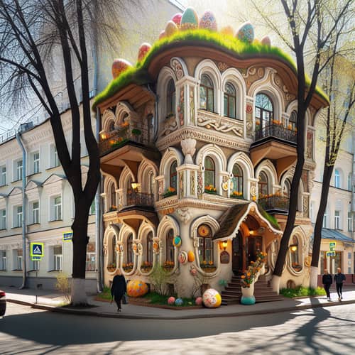 Kulich House on Sunny Moscow Street | Easter Cake Architecture