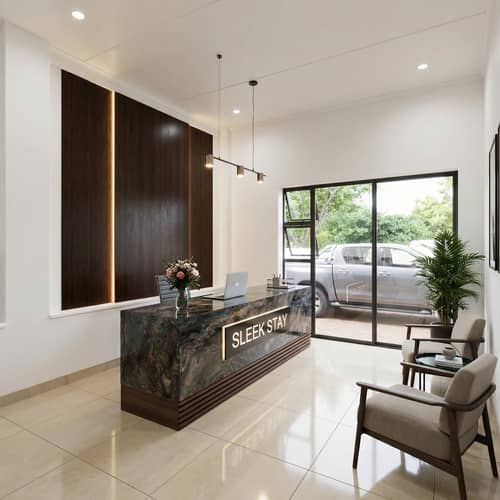 Sleek Stay: Modern Hotel Reception Experience Sleek Stay: Modern Hotel Reception Experience