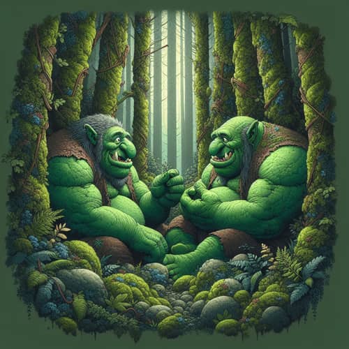 Shrek Style Ogres Conversation in Mossy Forest