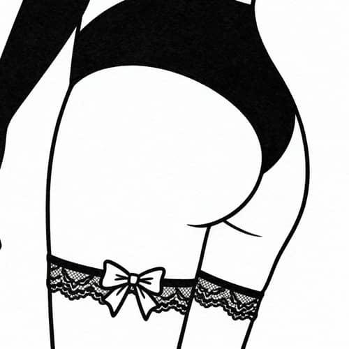 Provocative Black Tattoo Design for Women's Buttock