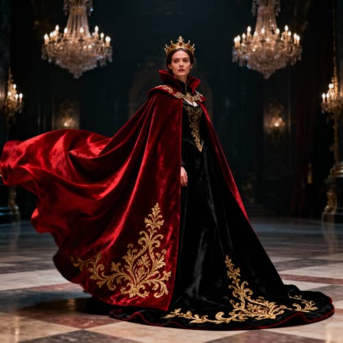 Realistic Red and Black Queen Cape Realistic Red and Black Queen Cape