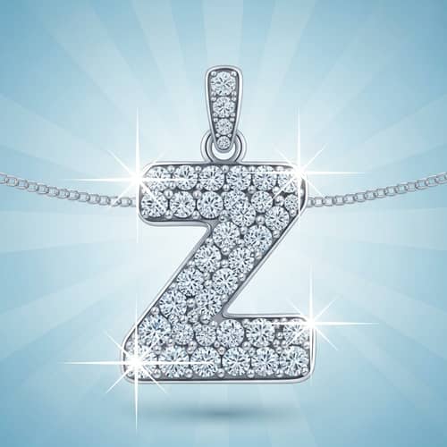Z Diamond Pendant Cartoon - Unique Jewelry Design
