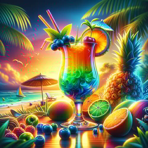 Tropical-Themed Cocktail: Vibrant Colors & Exotic Ingredients
