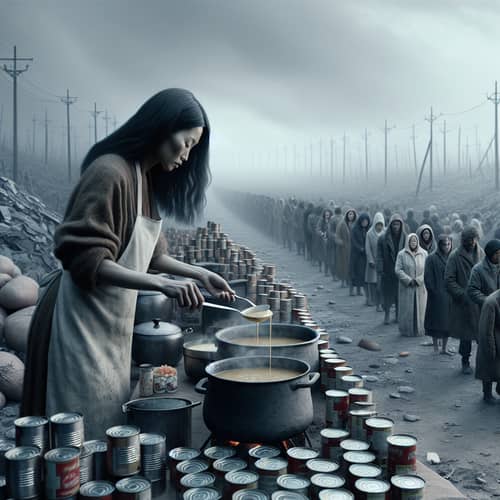 Dystopian World: Asian Woman Inspires Hope with Soup Kitchen