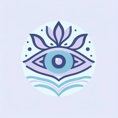 Mind Vision Hypnosis Logo Design - Serene Eye in Light Lavender & Blue