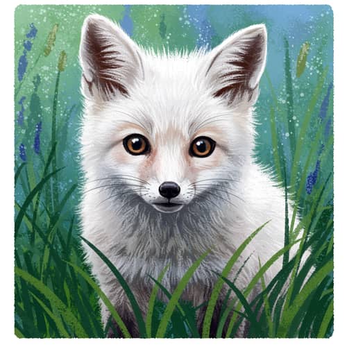 Adorable 2D White Baby Fox Art Adorable 2D White Baby Fox Art