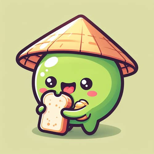Unique Light Green Ball Character Enjoying Bread & Cake | Cute & Charming