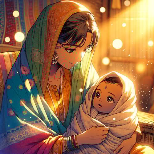 South Asian Mother and Baby in Warm Embrace | Loving Bond Depiction