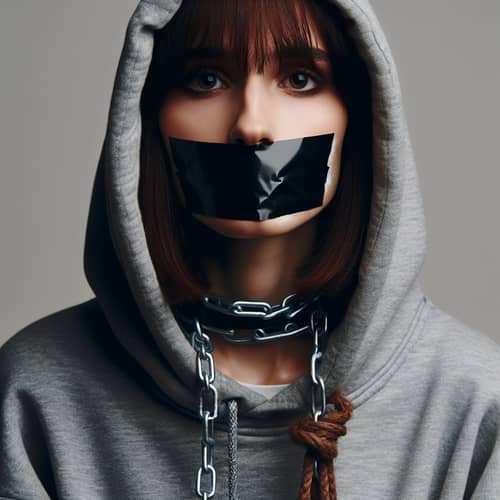 Resilient Woman in Gray: A Powerful Image
