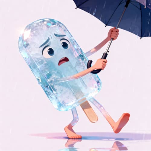 Worried Icecandy Character with Umbrella Worried Icecandy Character with Umbrella