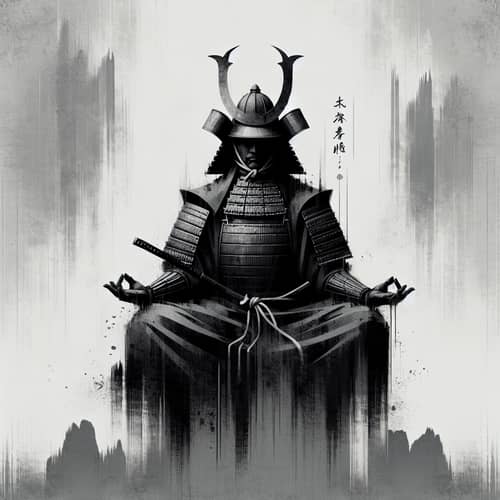 Meditating Samurai: Minimalistic Digital Painting Inspired by Zen Aesthetics