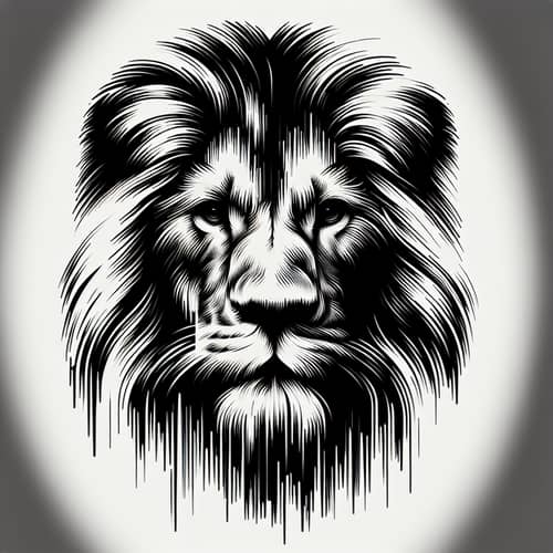 Minimalist Lion Face Art - Majestic Jungle King Portrait