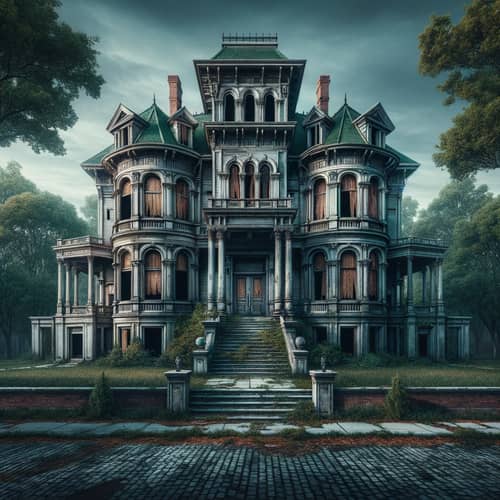 Abandoned Mansion in a Serene Suburban Neighborhood