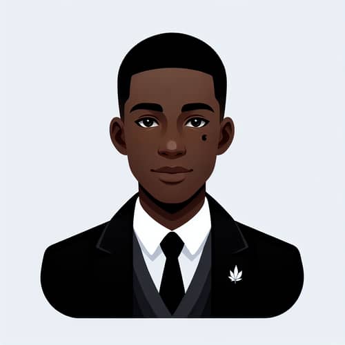 Black Individual in Smart Attire with Small Mark on Face