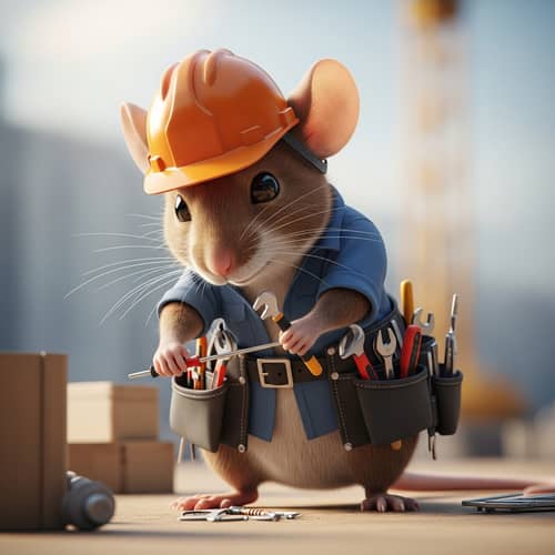 Strong Female Mouse in Hard Hat and Tool Belt Strong Female Mouse in Hard Hat and Tool Belt
