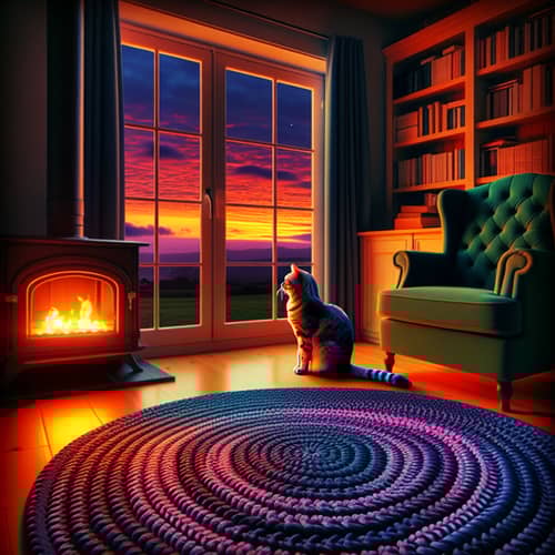 Cozy Sunset View with House Cat