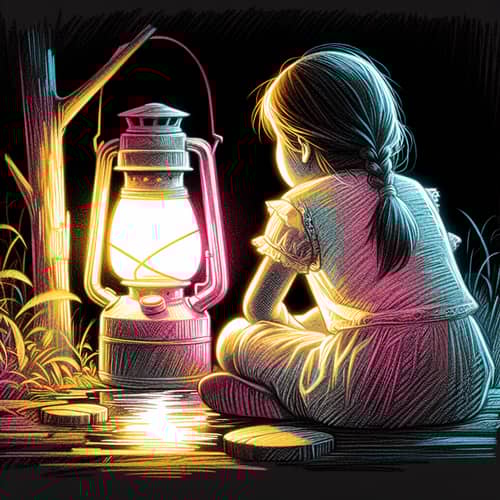 Colorful Pencil Sketch of a Rural Girl by Water Pot