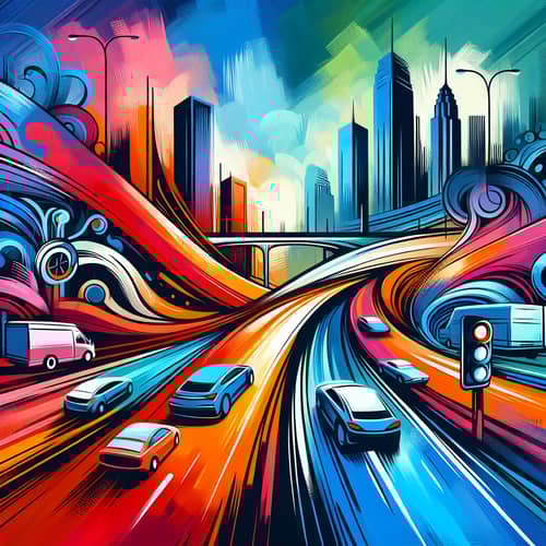 Vibrant Illustration of 5 Pillars of Traffic Management