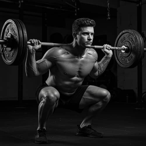 Muscle Guy Squatting for Strength Training