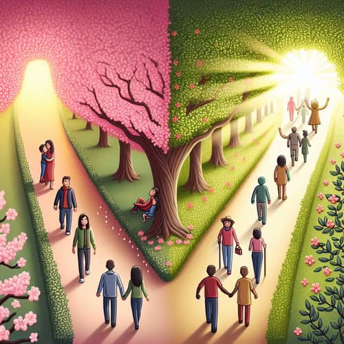 Paths of Love: Blossoming Cherry Trees vs. Walking in Unity