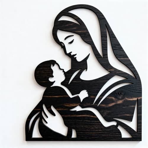Stylized Virgin Mary and Baby Jesus Wall Art Stylized Virgin Mary and Baby Jesus Wall Art