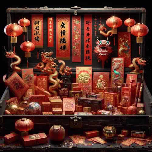 Chinese New Year Artifacts in Ancient Chest | Festive Collection