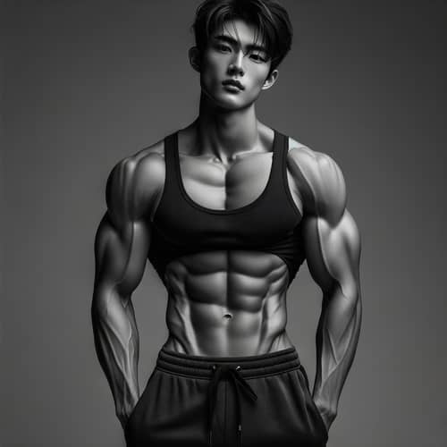 18-Year-Old East Asian Student | Fitness Devotee | Detailed Portrait