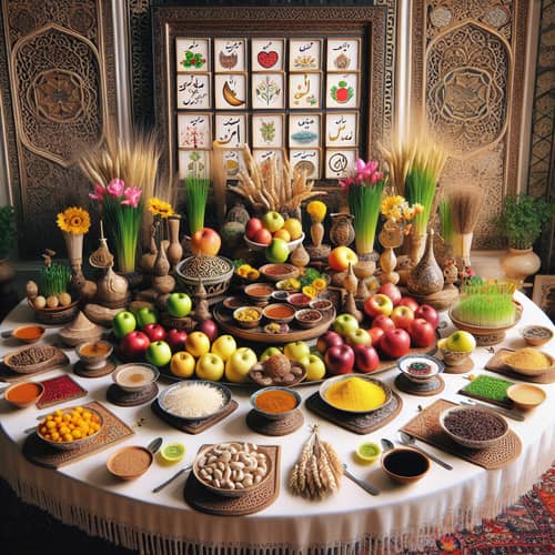 Haft-Sin Table Setup for Norouz Celebration