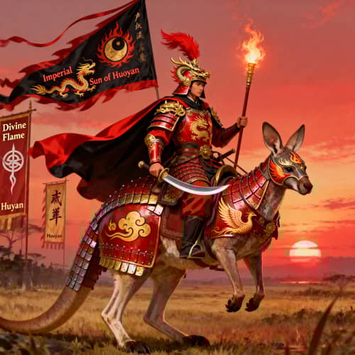 Majestic Fire Nation Warrior on Armored Kangaroo Majestic Fire Nation Warrior on Armored Kangaroo