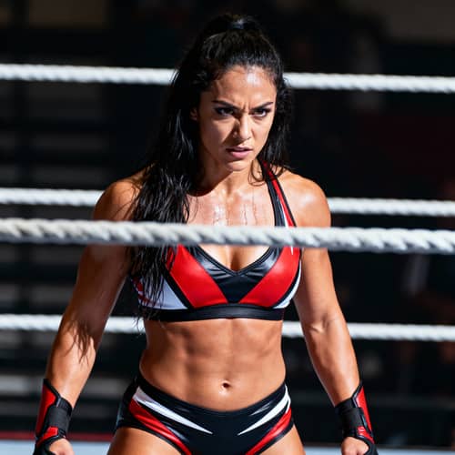 Powerful Female Professional Wrestler in Action Powerful Female Professional Wrestler in Action