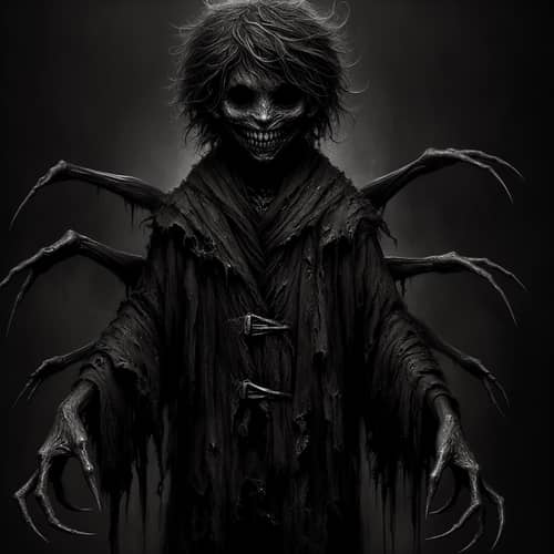 Dark Child with Fearsome Grin: A Horror Genre Depiction