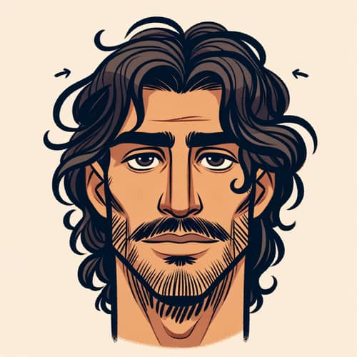 Mediterranean Man with Long Black Hair - 170cm Tall