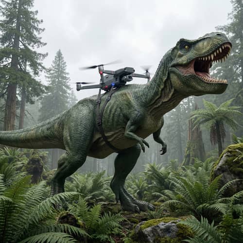 T-Rex and Drone: A Stunning Prehistoric Encounter