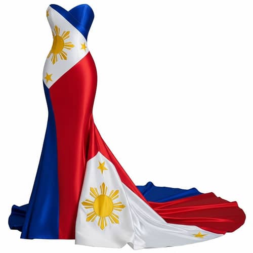 Elegant Mermaid Gown Inspired by the Philippine Flag