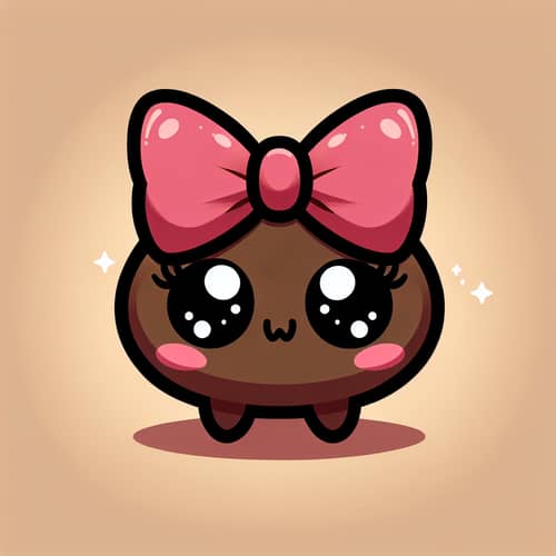 Adorable Dark Brown Bean-Shaped Cartoon Character