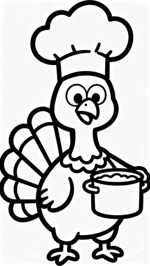 Turkey Chef Hat Coloring Page - Line Art Design Turkey Chef Hat Coloring Page - Line Art Design