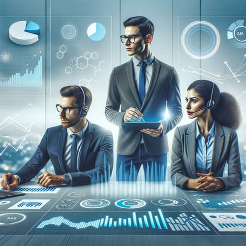 Professional Marketing Image with Graphs and Diverse Team