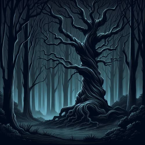Eerie Tree in Dark Forest | Ghostly Moonlight & Shadows