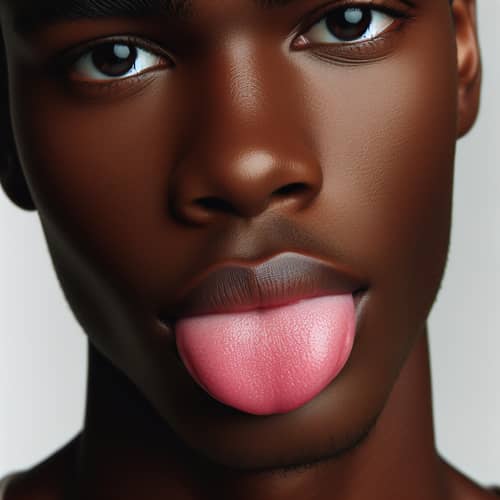 Black Male with Healthy Tongue - Clean and Groomed
