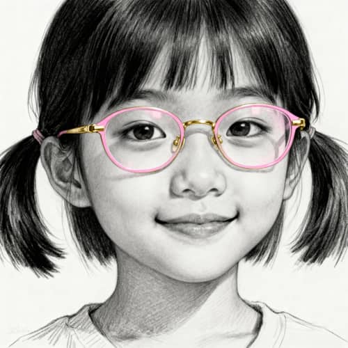 Charming Pencil Drawing of a Young Asian Girl Charming Pencil Drawing of a Young Asian Girl
