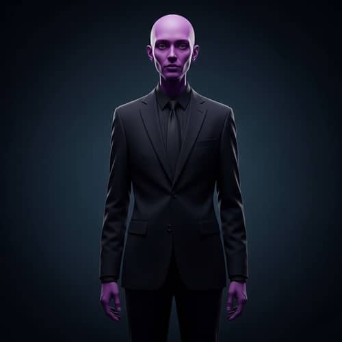 Stylish Purple Skin Figure in a Suit