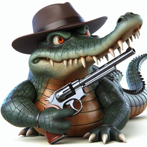 Crocodile with Pistol - Mysterious Image